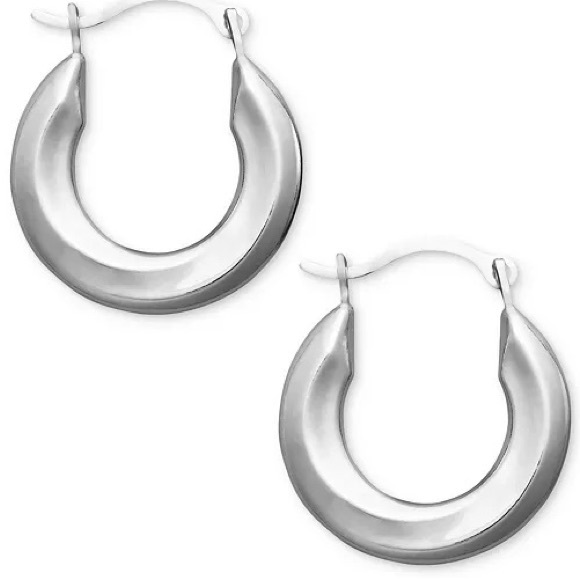 Macy’s 10K White Gold Hoop Earrings - Picture 3 of 4
